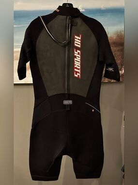 HO Sports Men’s SS Shorty One-Piece Wetsuit in Black and Dark Gray - Front Zip